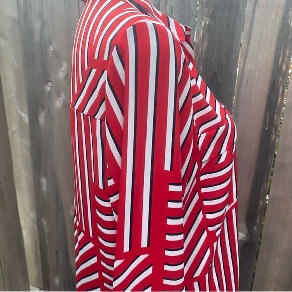 DOROTHY PERKINS Women Red Striped Shirt Style Top size 12 - Picture 6 of 14